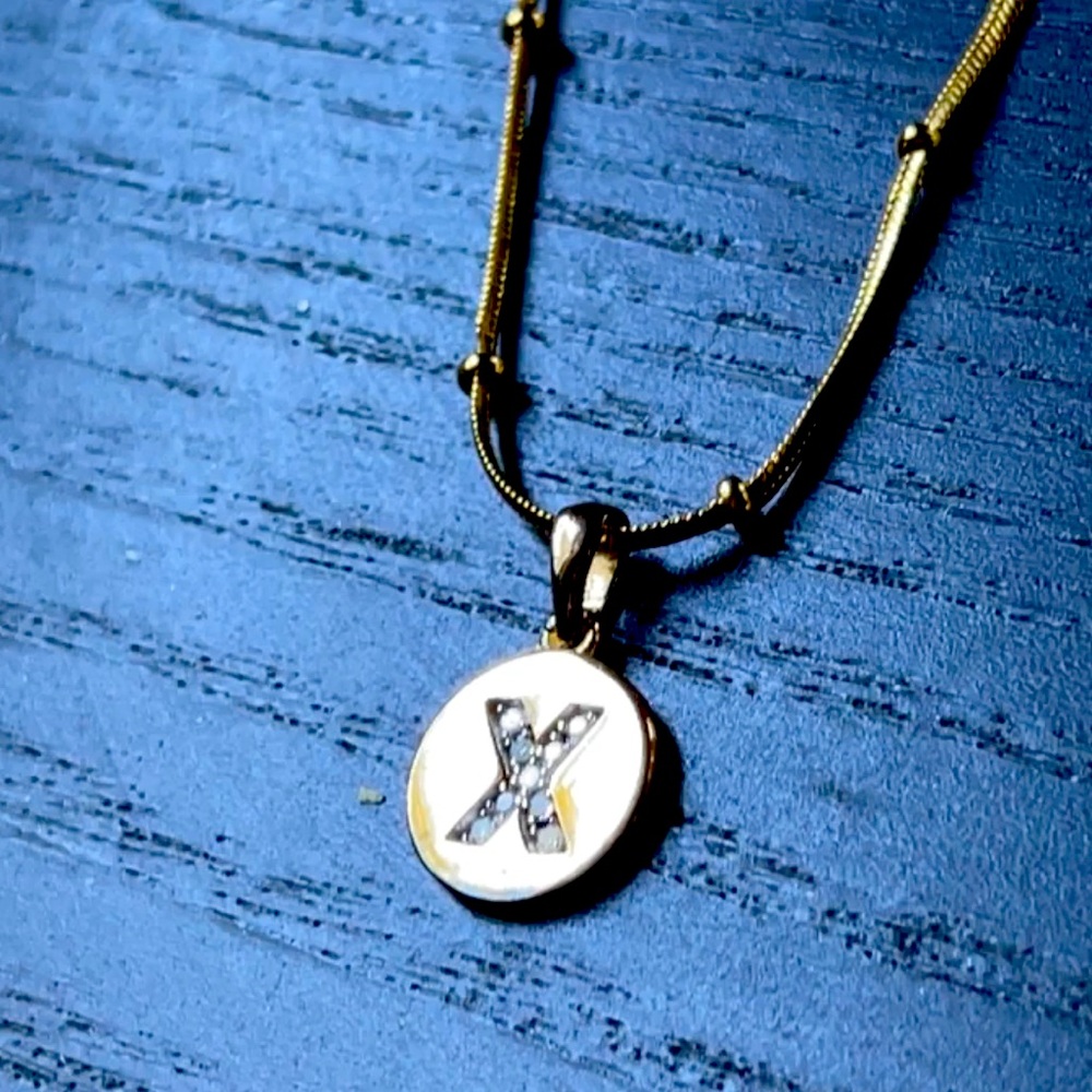 Genuine Diamonds & 14k Gold “X” Pendant